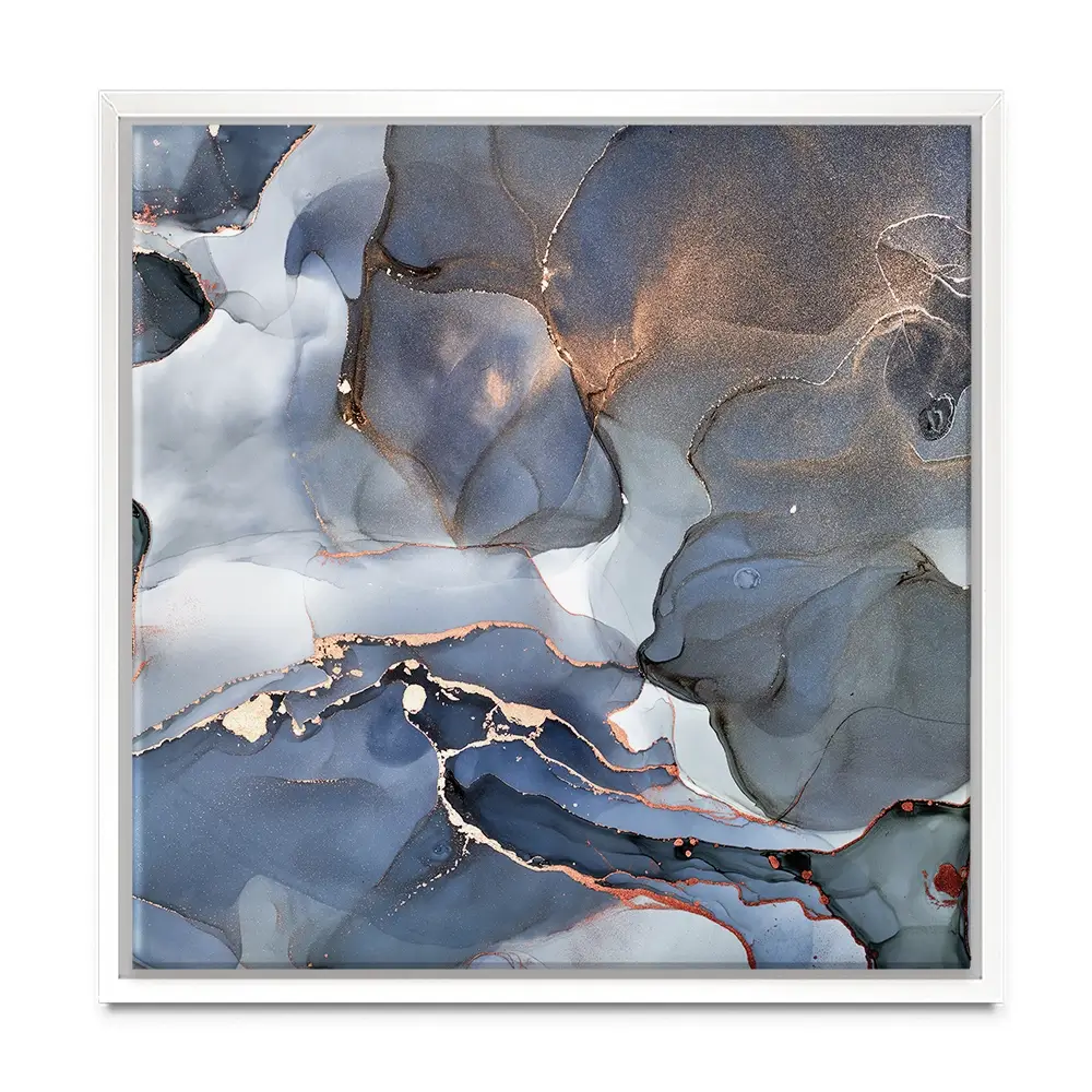 Grey And Blue Marble Square Canvas Print Grey And Blue Marble Square Canvas Print wall art product Art Print Shop
