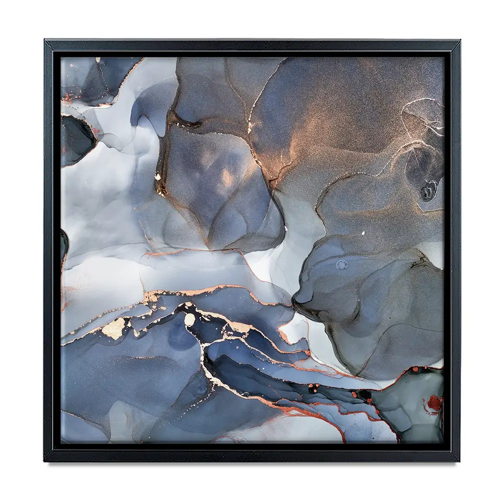 Grey And Blue Marble Square Canvas Print Grey And Blue Marble Square Canvas Print wall art product Art Print Shop