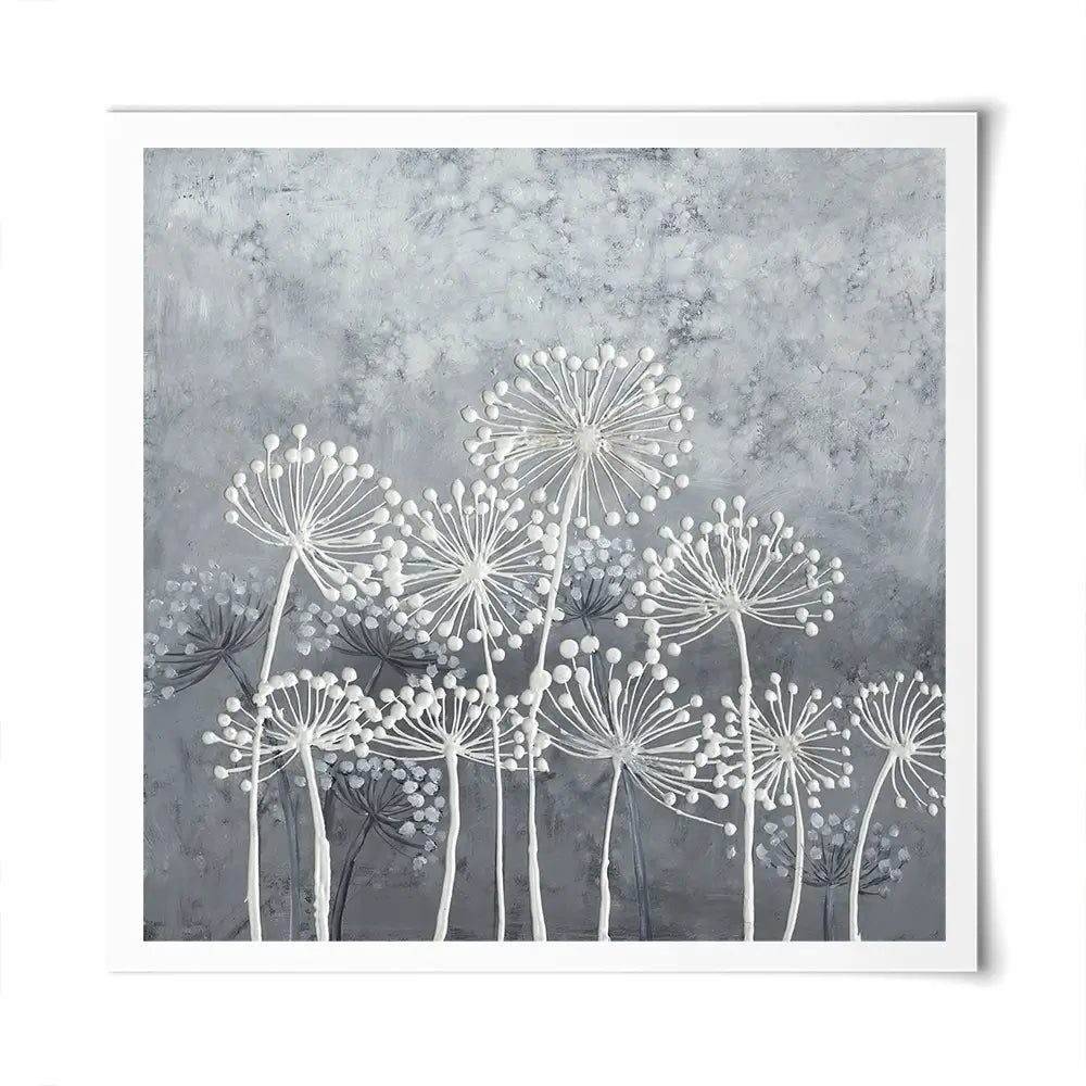 Grey And White Dandelions Square Art Print Grey And White Dandelions Square Art Print wall art product Art Print Shop