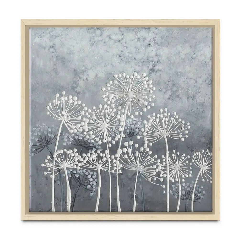 Grey And White Dandelions Square Canvas Print Grey And White Dandelions Square Canvas Print wall art product Art Print Shop