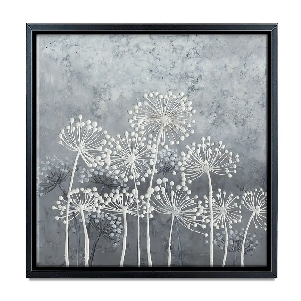 Grey And White Dandelions Square Canvas Print Grey And White Dandelions Square Canvas Print wall art product Art Print Shop