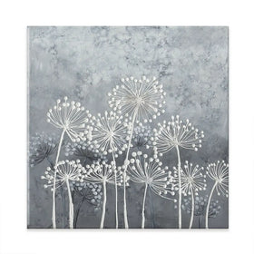 Grey And White Dandelions Square Canvas Print Grey And White Dandelions Square Canvas Print wall art product Art Print Shop