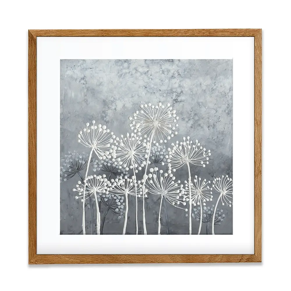 Grey And White Dandelions Square Framed Art Print Grey And White Dandelions Square Framed Art Print wall art product Art Print Shop