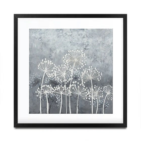 Grey And White Dandelions Square Framed Art Print Grey And White Dandelions Square Framed Art Print wall art product Art Print Shop