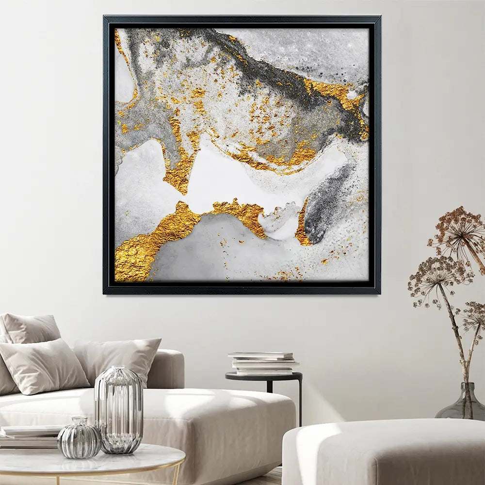 Grey And White Marble Square Canvas Print Grey And White Marble Square Canvas Print wall art product CARACOLLA / Shutterstock