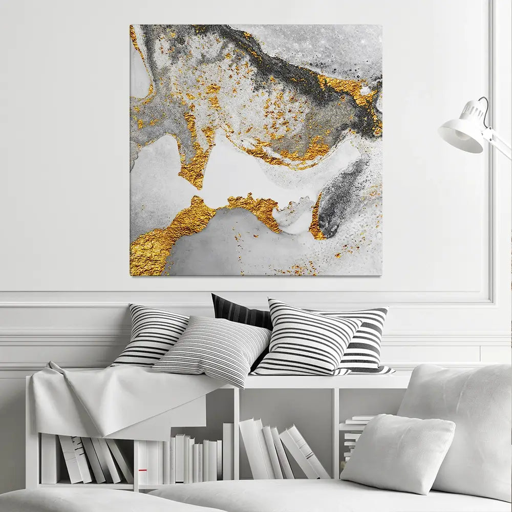 Grey And White Marble Square Canvas Print Grey And White Marble Square Canvas Print wall art product CARACOLLA / Shutterstock