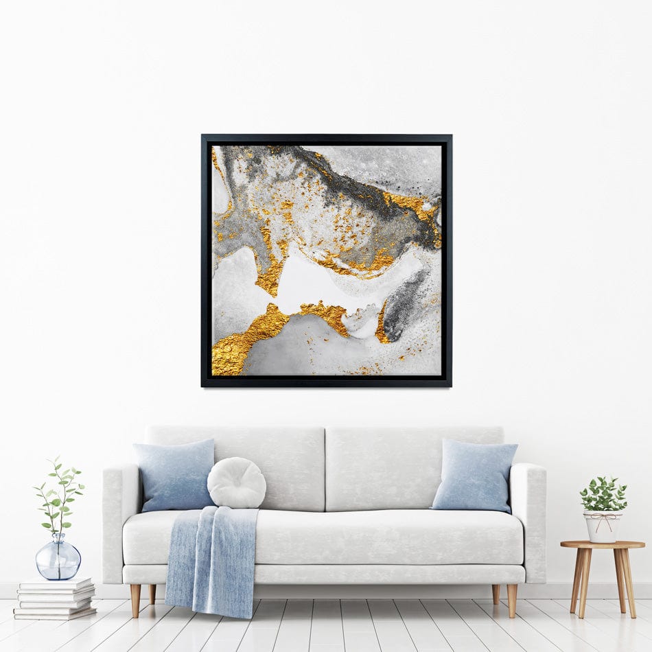 Grey And White Marble Square Canvas Print wall art product CARACOLLA / Shutterstock