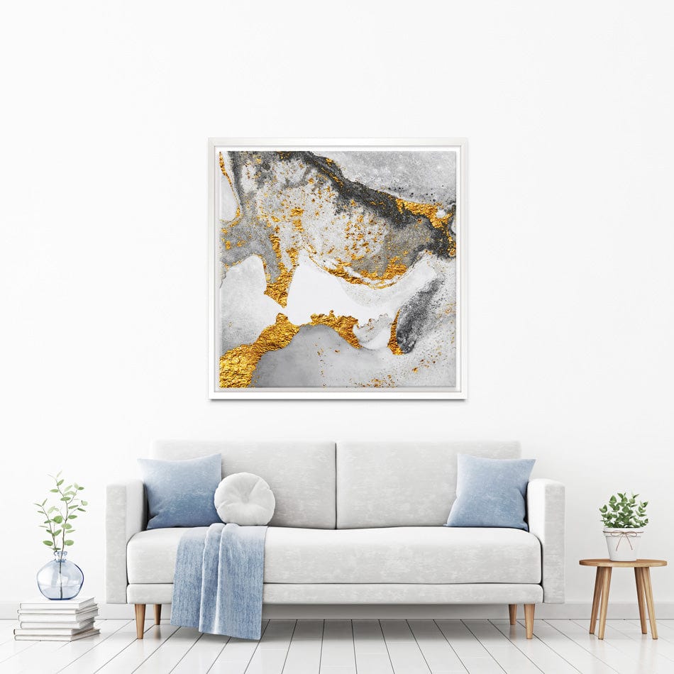 Grey And White Marble Square Canvas Print wall art product CARACOLLA / Shutterstock