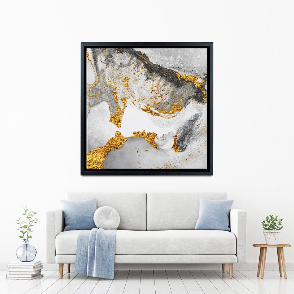 Grey And White Marble Square Canvas Print wall art product CARACOLLA / Shutterstock