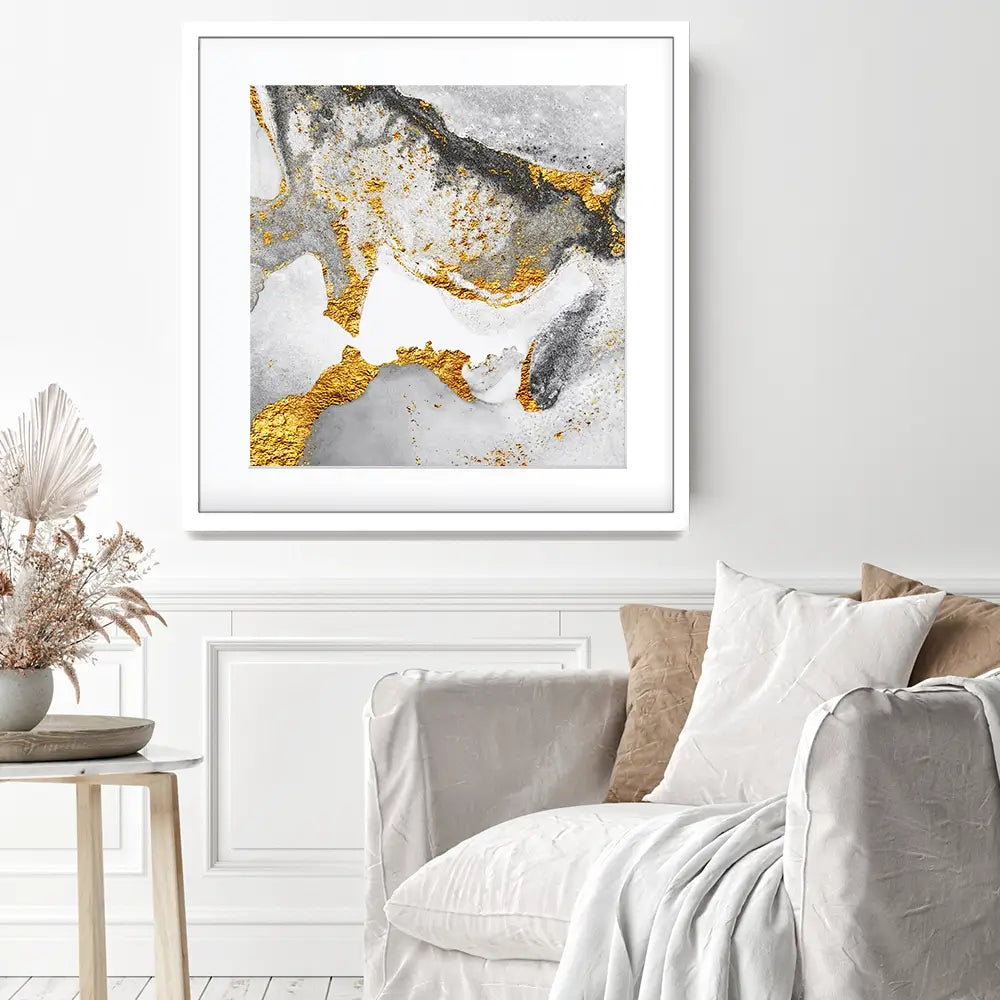 Grey And White Marble Square Framed Art Print Grey And White Marble Square Framed Art Print wall art product CARACOLLA / Shutterstock