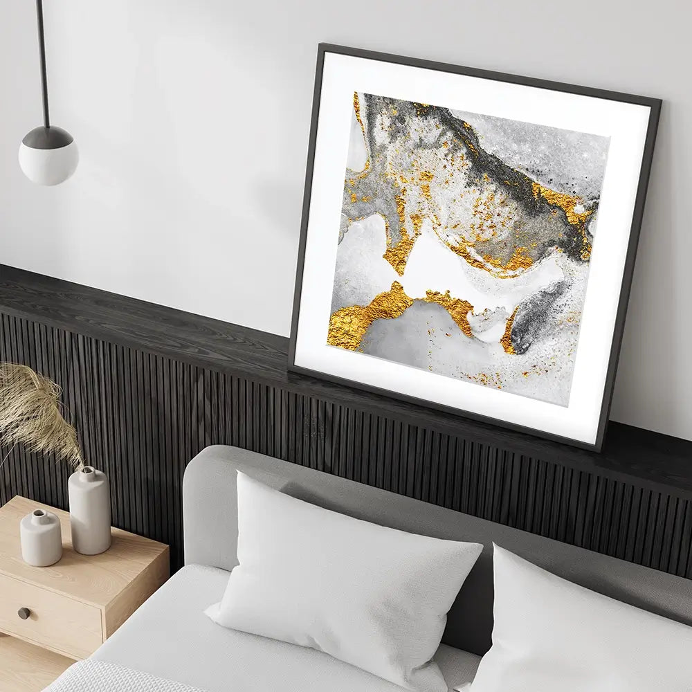 Grey And White Marble Square Framed Art Print Grey And White Marble Square Framed Art Print wall art product CARACOLLA / Shutterstock