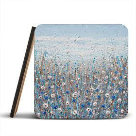 Grey, Blue And White Flowers Coaster Set Rainbow Soul Tree Coaster Set | Rainbow Soul Tree Art Coasters wall art product Olga Tkachyk