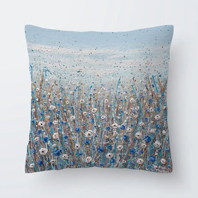 Grey, Blue And White Flowers Cushion Grey, Blue And White Flowers Cushion wall art product Olga Tkachyk