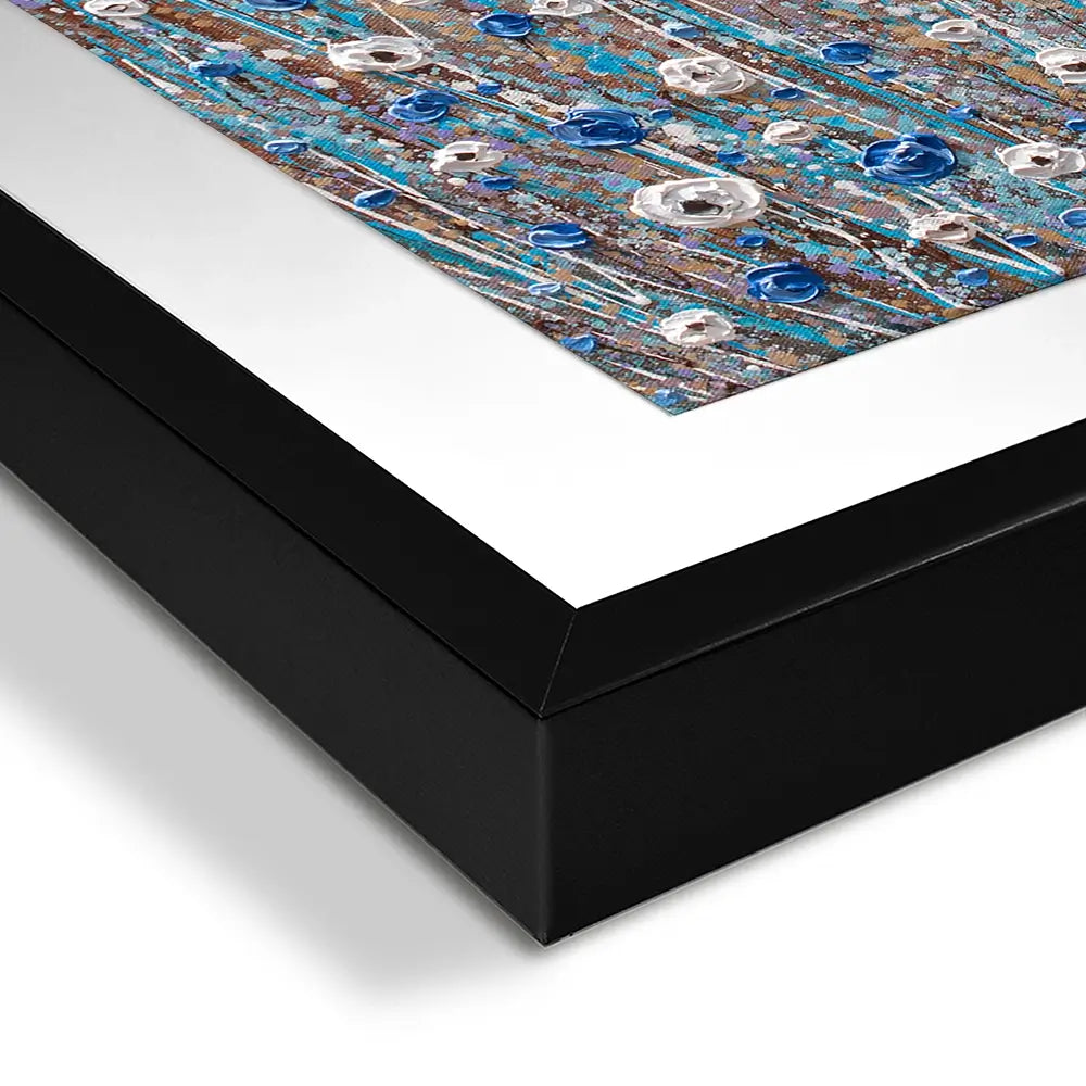 Grey, Blue And White Flowers Square Framed Art Print Grey, Blue And White Flowers Square Framed Art Print wall art product Olga Tkachyk