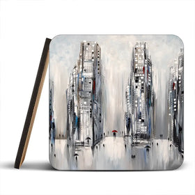 Grey City Coaster Set Grey City Coaster Set wall art product Ekaterina Ermilkina