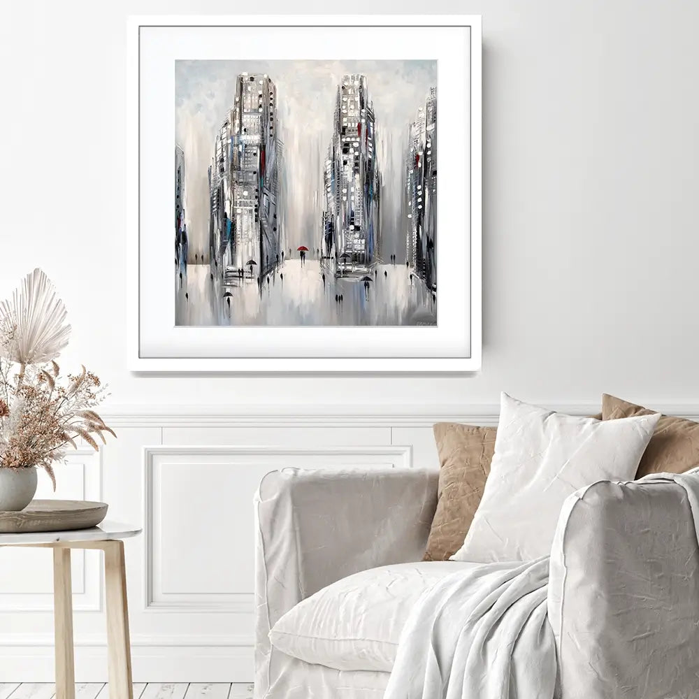 Grey City Framed Art Print Grey City Framed Art Print wall art product Ekaterina Ermilkina