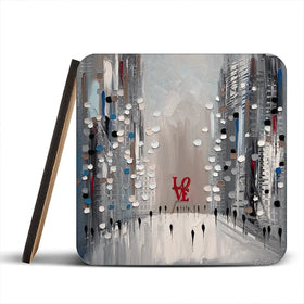 Grey City Love Coaster Set Grey City Love Coaster Set wall art product Ekaterina Ermilkina