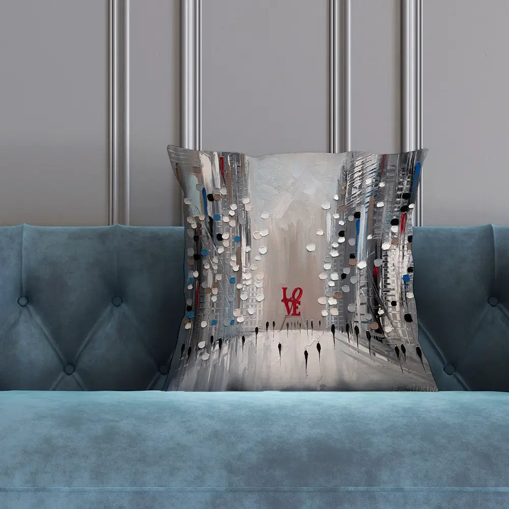 Grey City Love Cushion Grey City Love Cushion wall art product Ekaterina Ermilkina