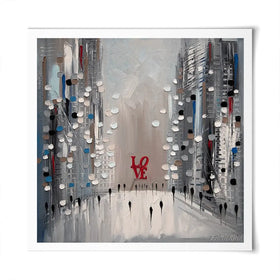 Grey City Love Square Art Print Grey City Love Square Art Print wall art product Ekaterina Ermilkina