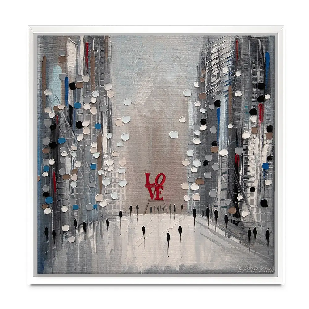 Grey City Love Square Canvas Print Grey City Love Square Canvas Print wall art product Ekaterina Ermilkina