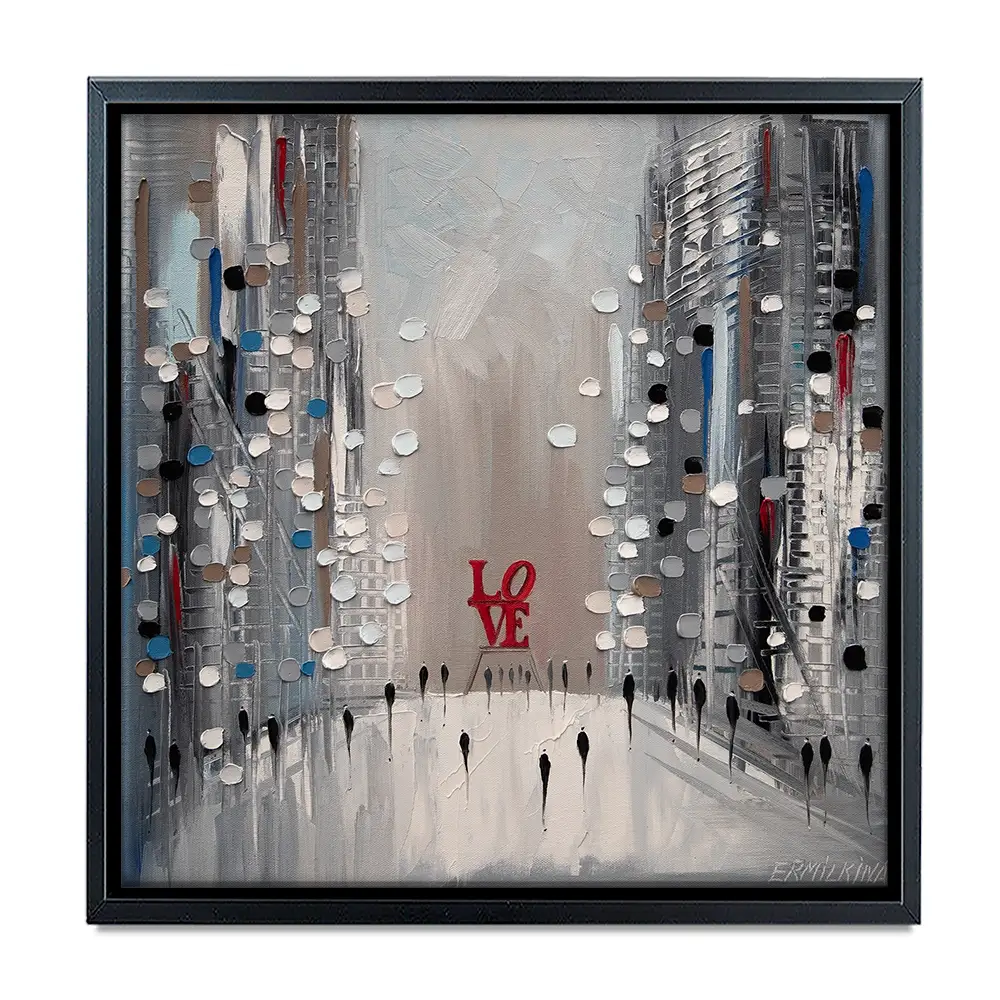 Grey City Love Square Canvas Print Grey City Love Square Canvas Print wall art product Ekaterina Ermilkina