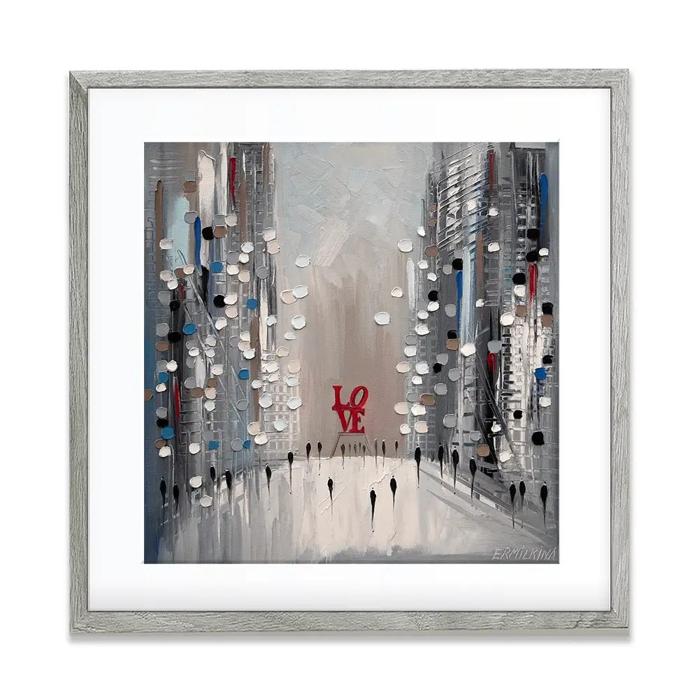 Grey City Love Square Framed Art Print Grey City Love Square Framed Art Print wall art product Ekaterina Ermilkina