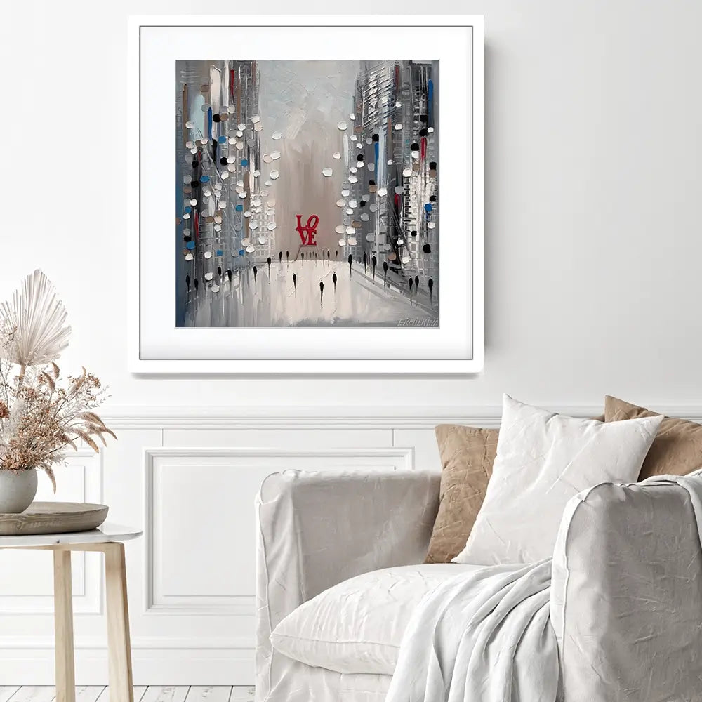 Grey City Love Square Framed Art Print Grey City Love Square Framed Art Print wall art product Ekaterina Ermilkina