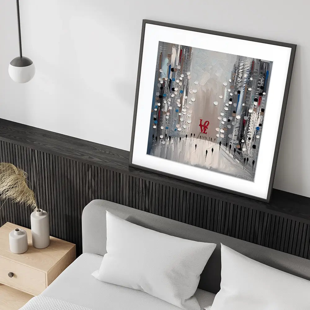 Grey City Love Square Framed Art Print Grey City Love Square Framed Art Print wall art product Ekaterina Ermilkina