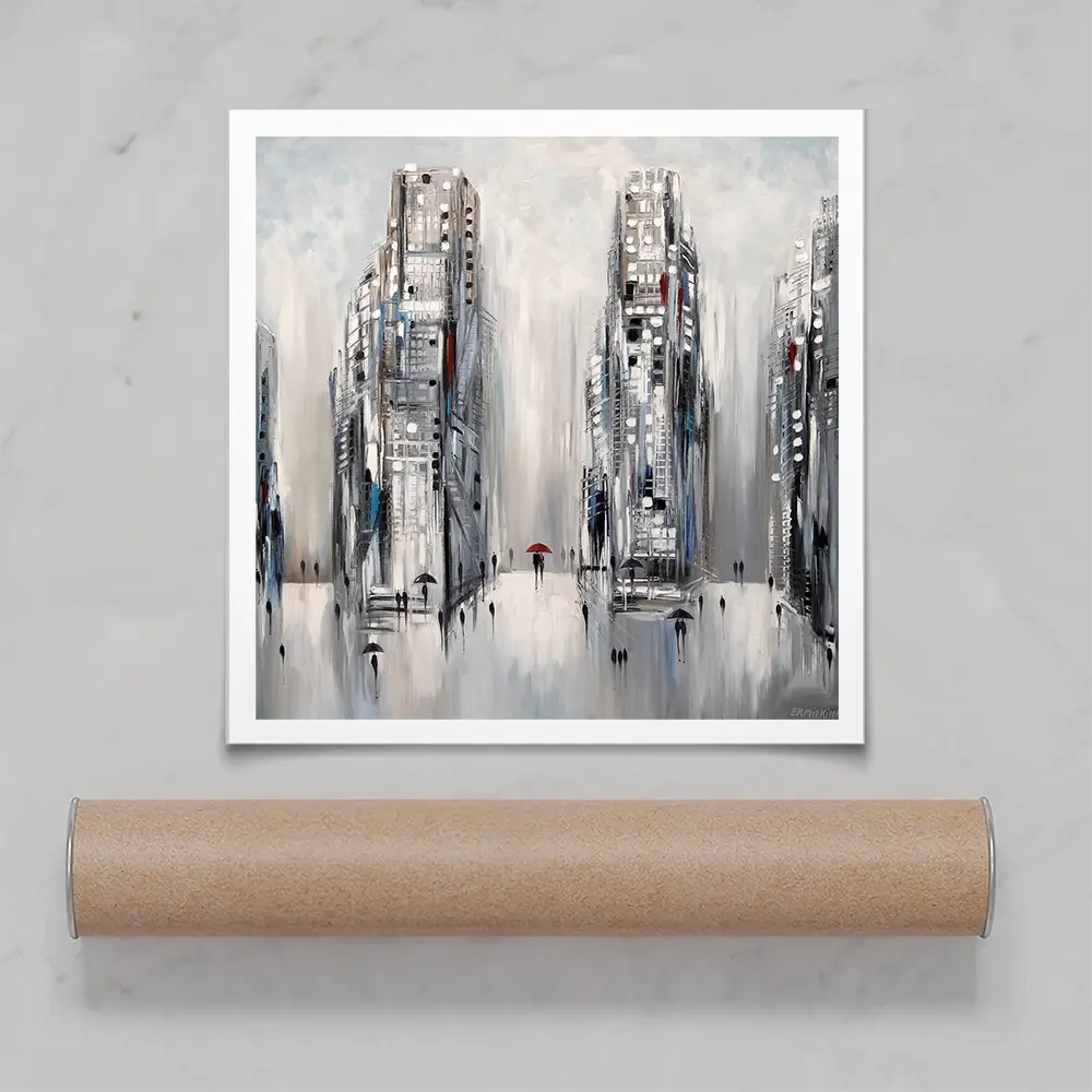 Grey City Square Art Print Grey City Square Art Print wall art product Ekaterina Ermilkina