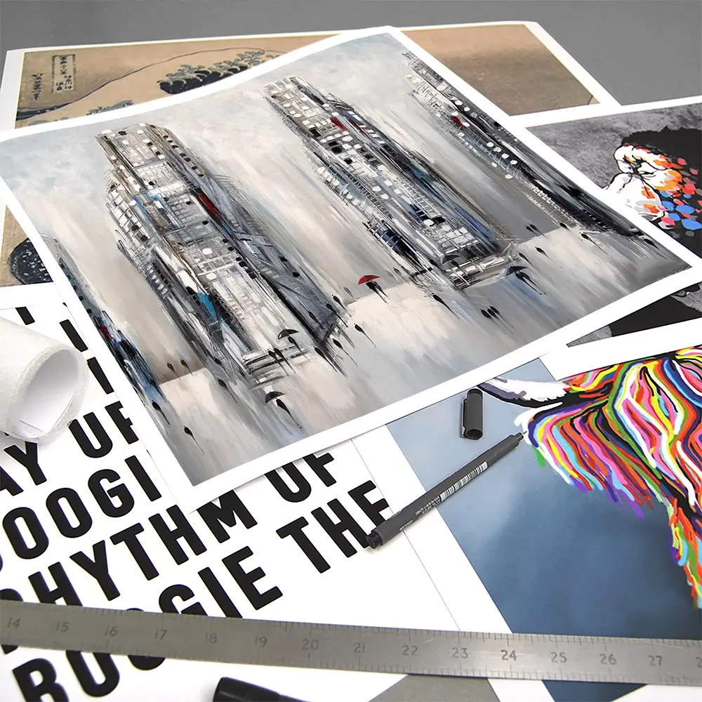 Grey City Square Art Print Grey City Square Art Print wall art product Ekaterina Ermilkina