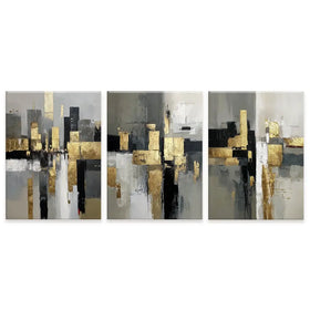 Grey Golden Geometric Trio Canvas Print Grey Golden Geometric Trio Canvas Print wall art product IAmHomeStudio