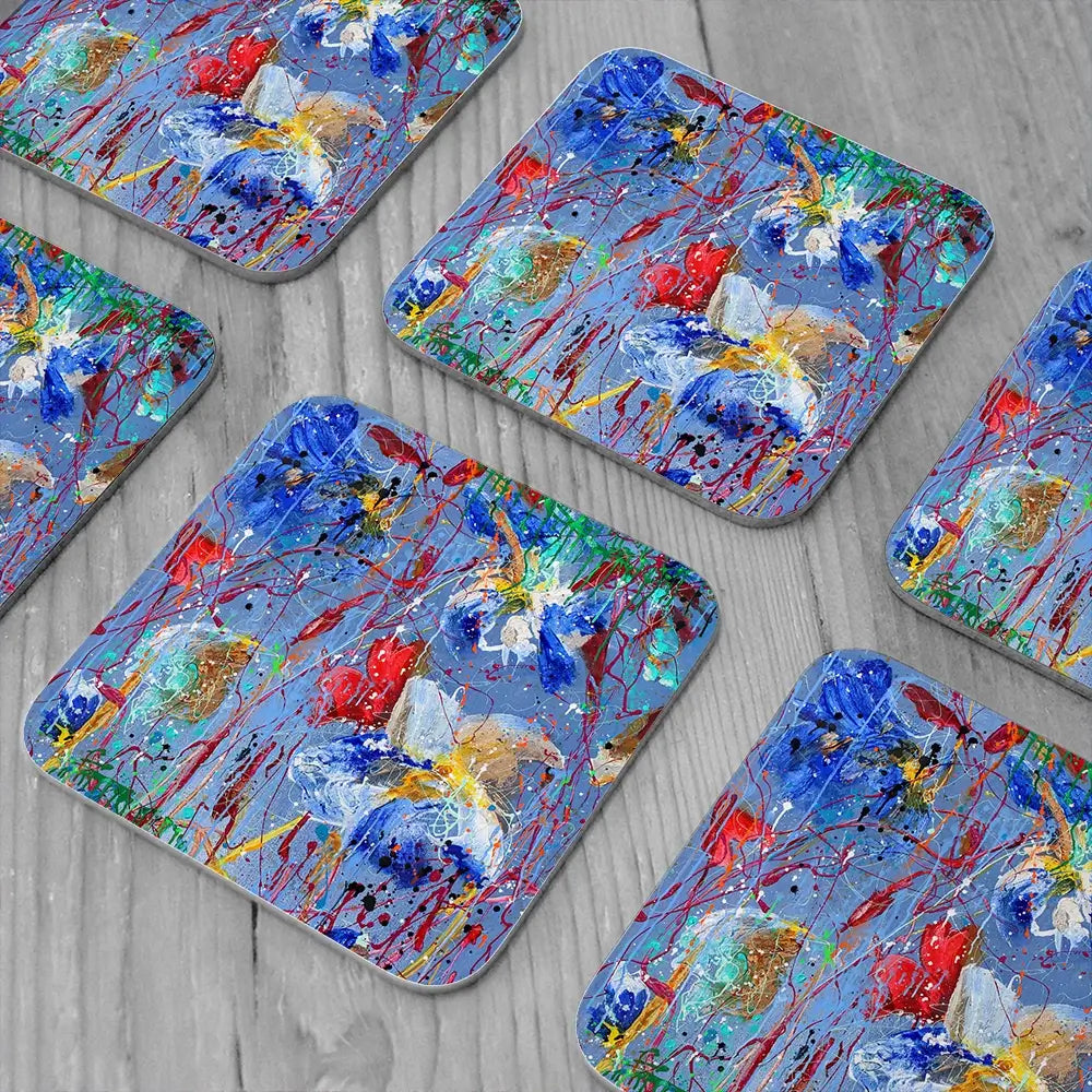Growing In Blue Coaster Set Growing In Blue Coaster Set wall art product Studio Paint-Ing