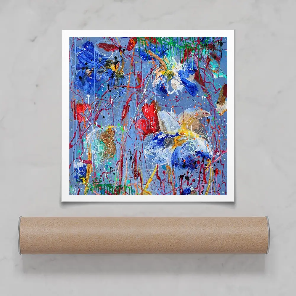 Growing In Blue Square Art Print Growing In Blue Square Art Print wall art product Studio Paint-Ing