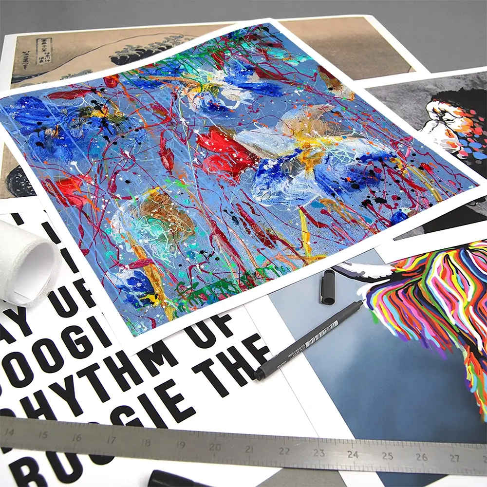 Growing In Blue Square Art Print Growing In Blue Square Art Print wall art product Studio Paint-Ing