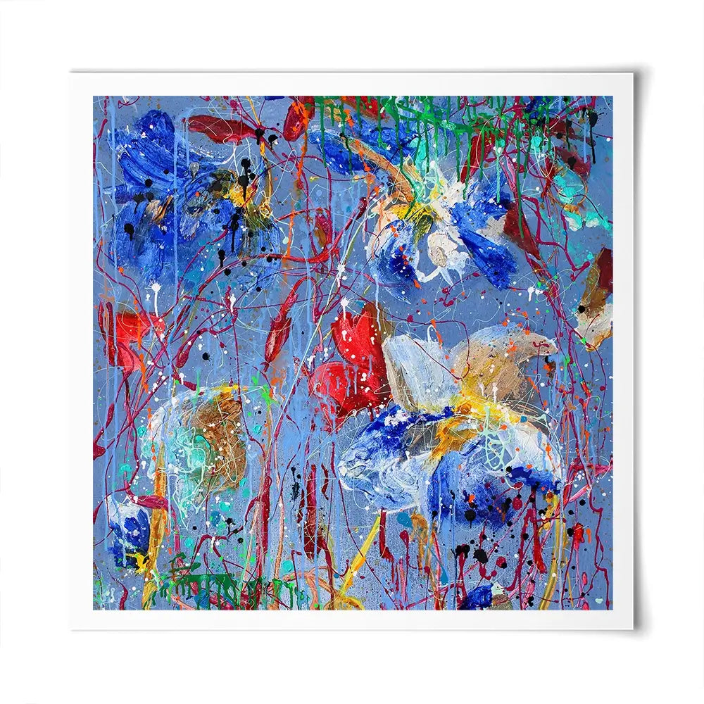 Growing In Blue Square Art Print Growing In Blue Square Art Print wall art product Studio Paint-Ing