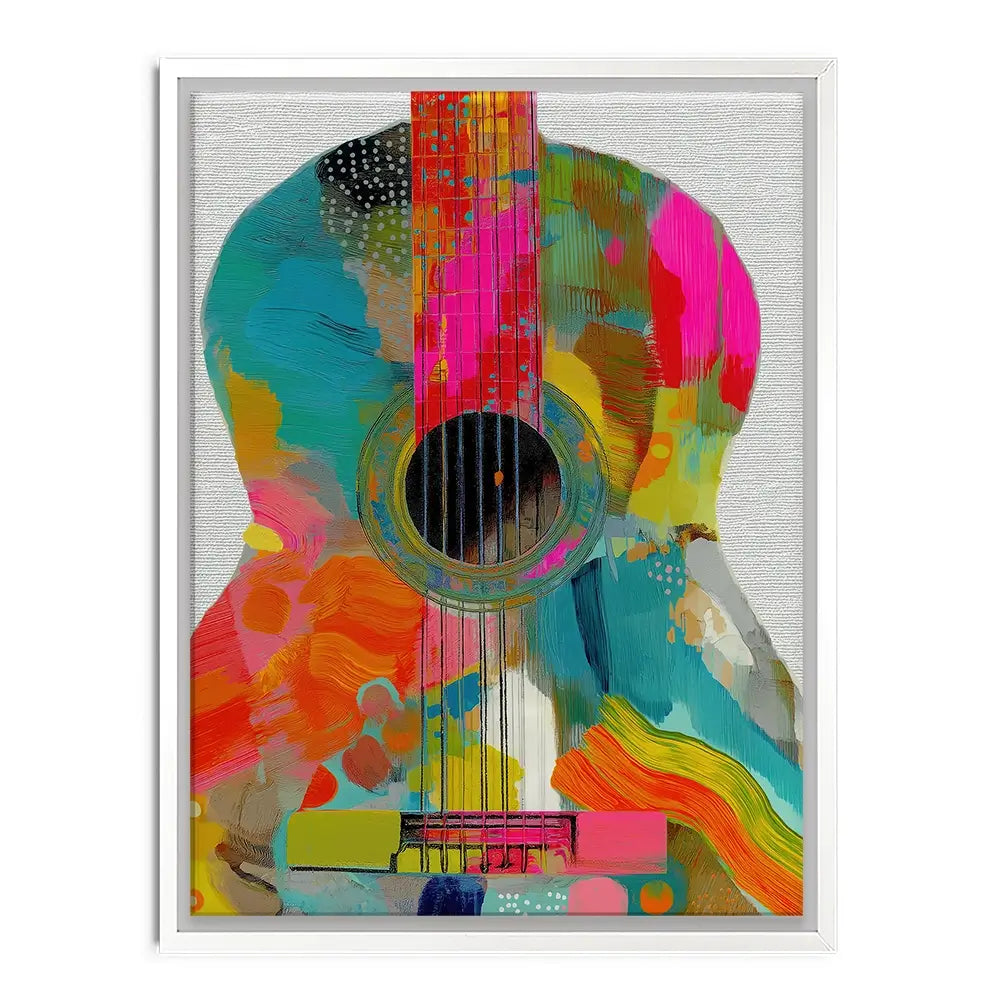 Guitar Painted In Every Colour Canvas Print Guitar Painted In Every Colour Canvas Print wall art product Chromatic Storm Studio