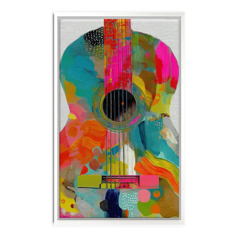 Guitar Painted In Every Colour Canvas Print Guitar Painted In Every Colour Canvas Print wall art product Chromatic Storm Studio