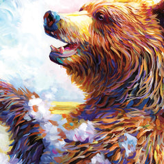 Happy Bear In Bathtub Canvas Print wall art product Leon Devenice