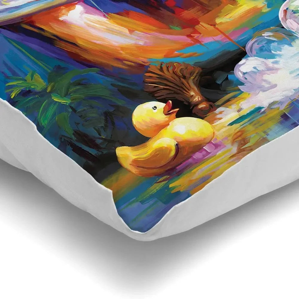 Happy Bear In Bathtub Cushion Happy Bear In Bathtub Cushion wall art product Leon Devenice