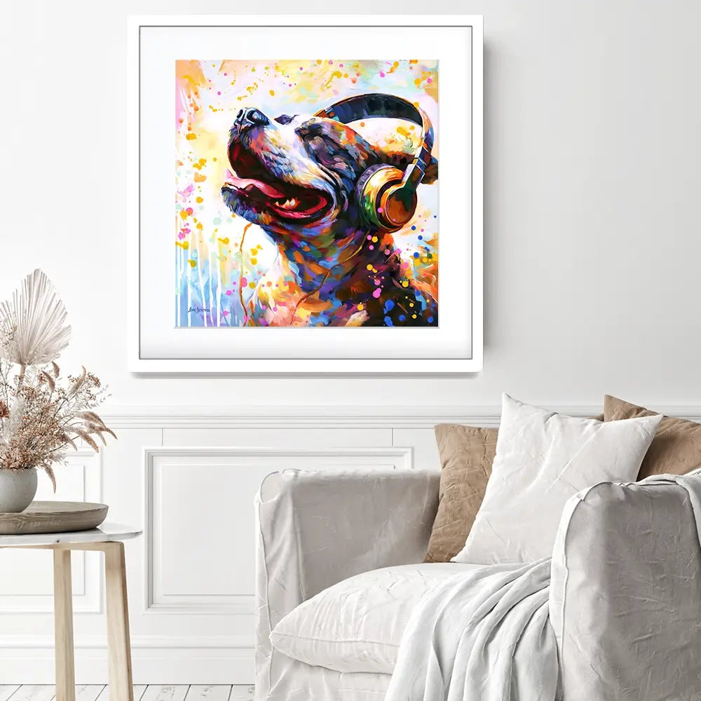 Happy Beats Square Framed Art Print Happy Beats Square Framed Art Print wall art product Leon Devenice