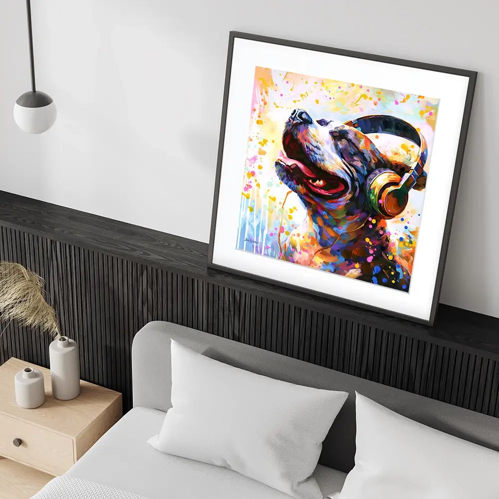 Happy Beats Square Framed Art Print Happy Beats Square Framed Art Print wall art product Leon Devenice