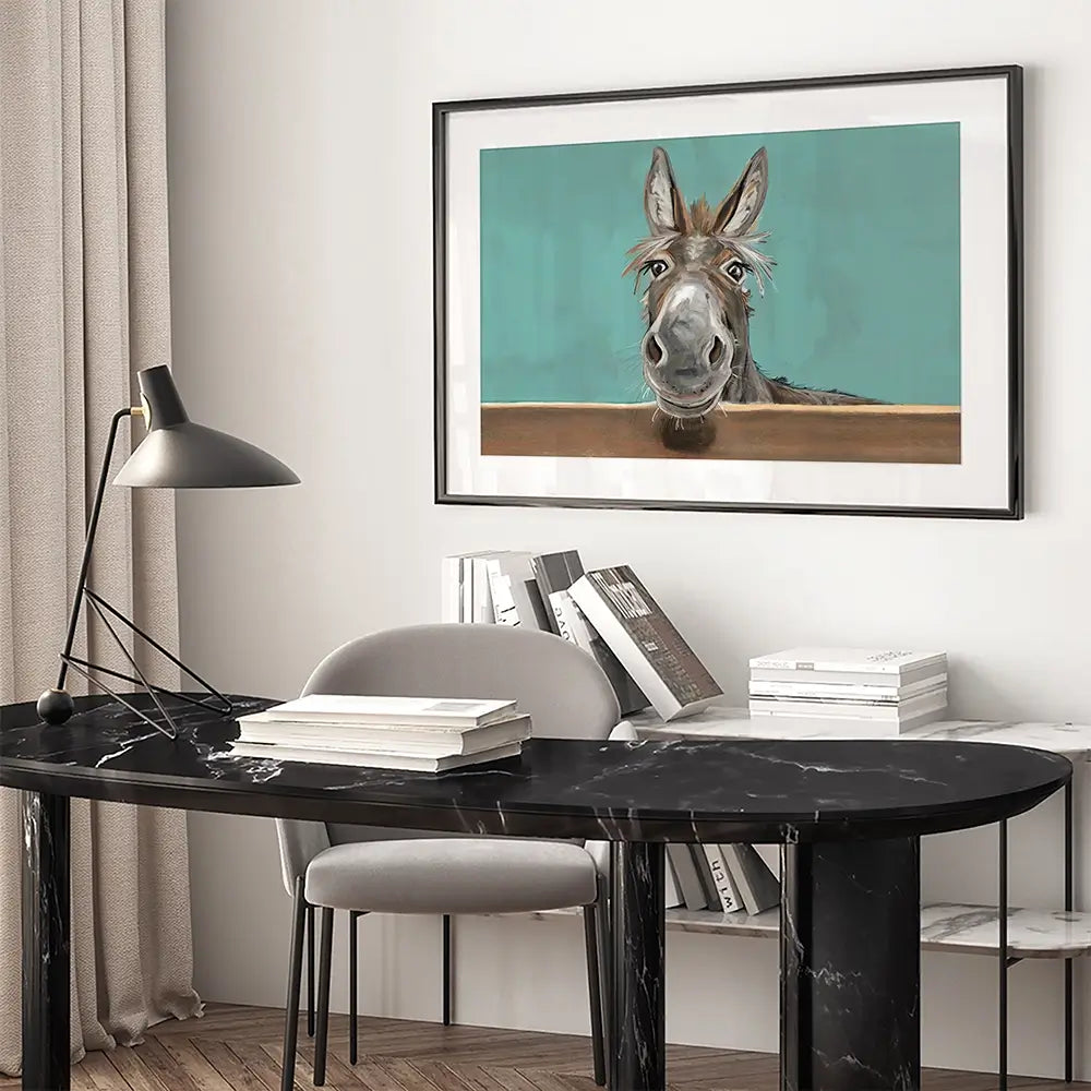 Happy Donkey Landscape Framed Art Print Happy Donkey Landscape Framed Art Print wall art product D Mosconi