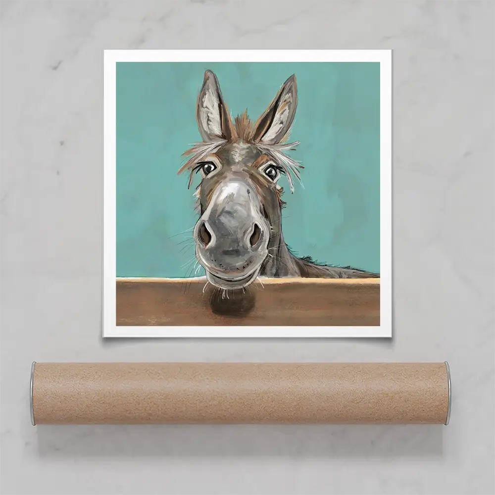 Happy Donkey Square Art Print Happy Donkey Square Art Print wall art product Independent