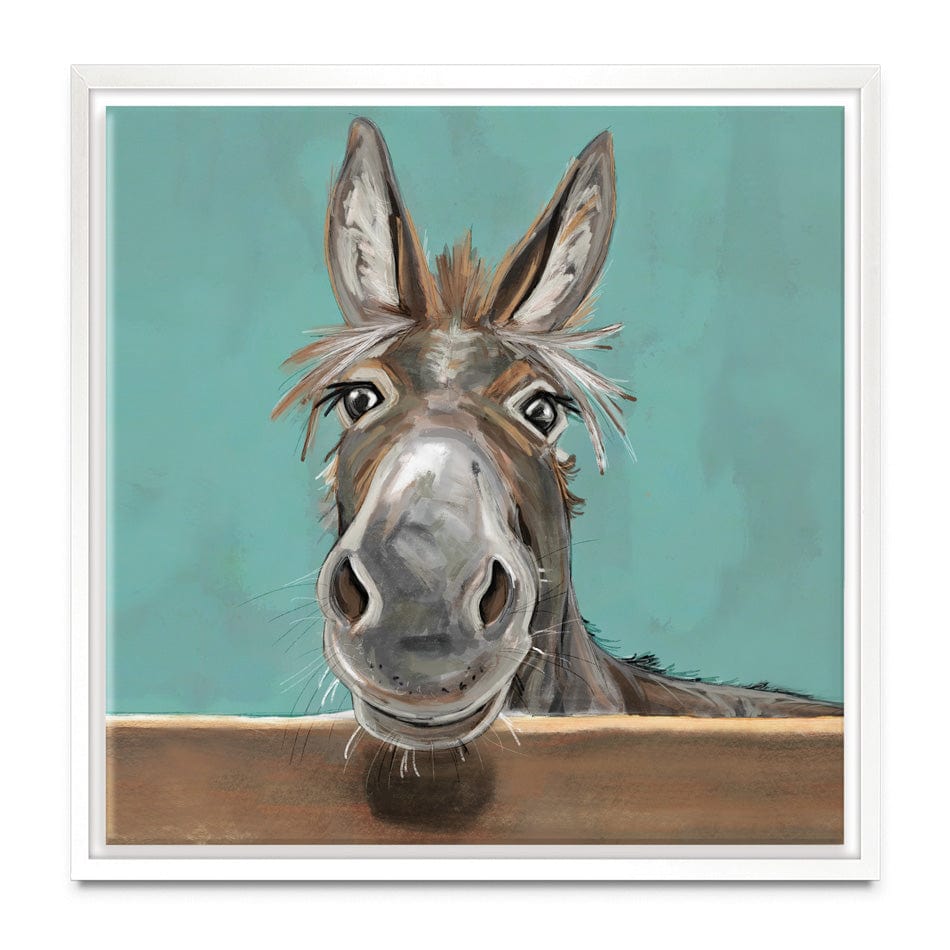 Happy Donkey Square Canvas Print wall art product D Mosconi