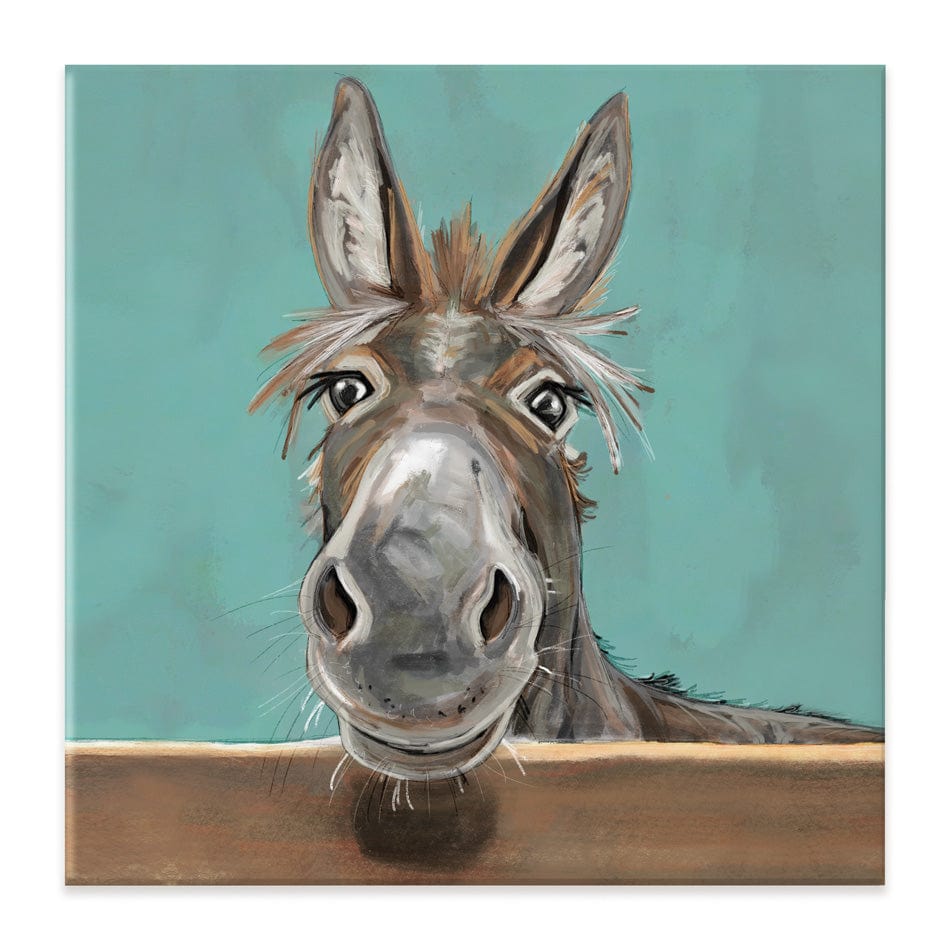 Happy Donkey Square Canvas Print wall art product D Mosconi
