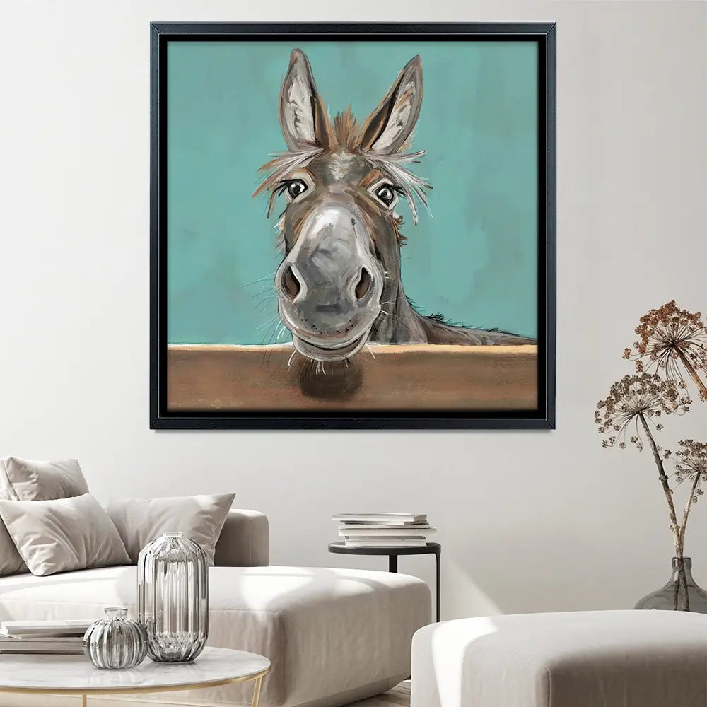Happy Donkey Square Canvas Print Happy Donkey Square Canvas Print wall art product Independent