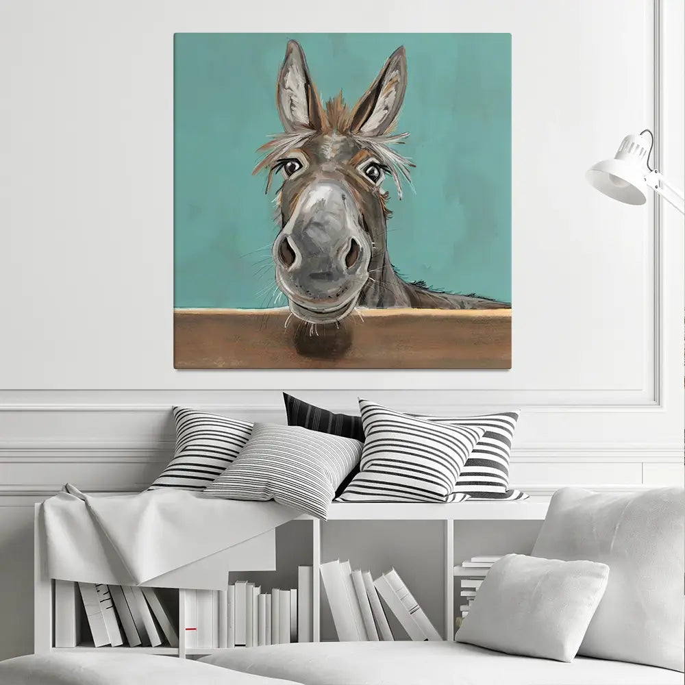 Happy Donkey Square Canvas Print Happy Donkey Square Canvas Print wall art product Independent