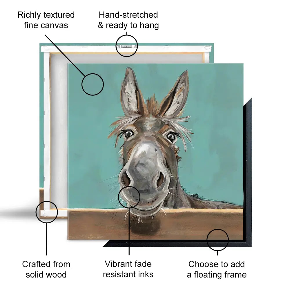 Happy Donkey Square Canvas Print Happy Donkey Square Canvas Print wall art product Independent
