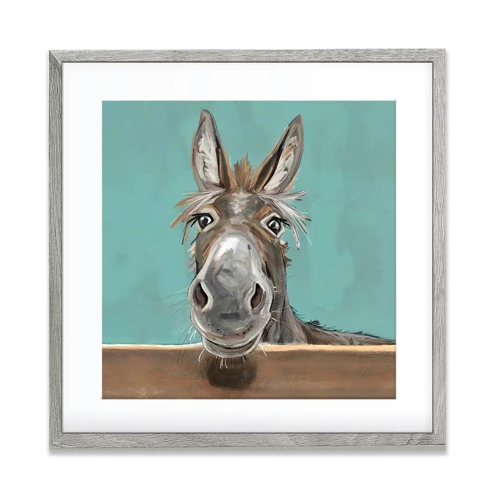 Happy Donkey Square Framed Art Print Happy Donkey Square Framed Art Print wall art product Independent