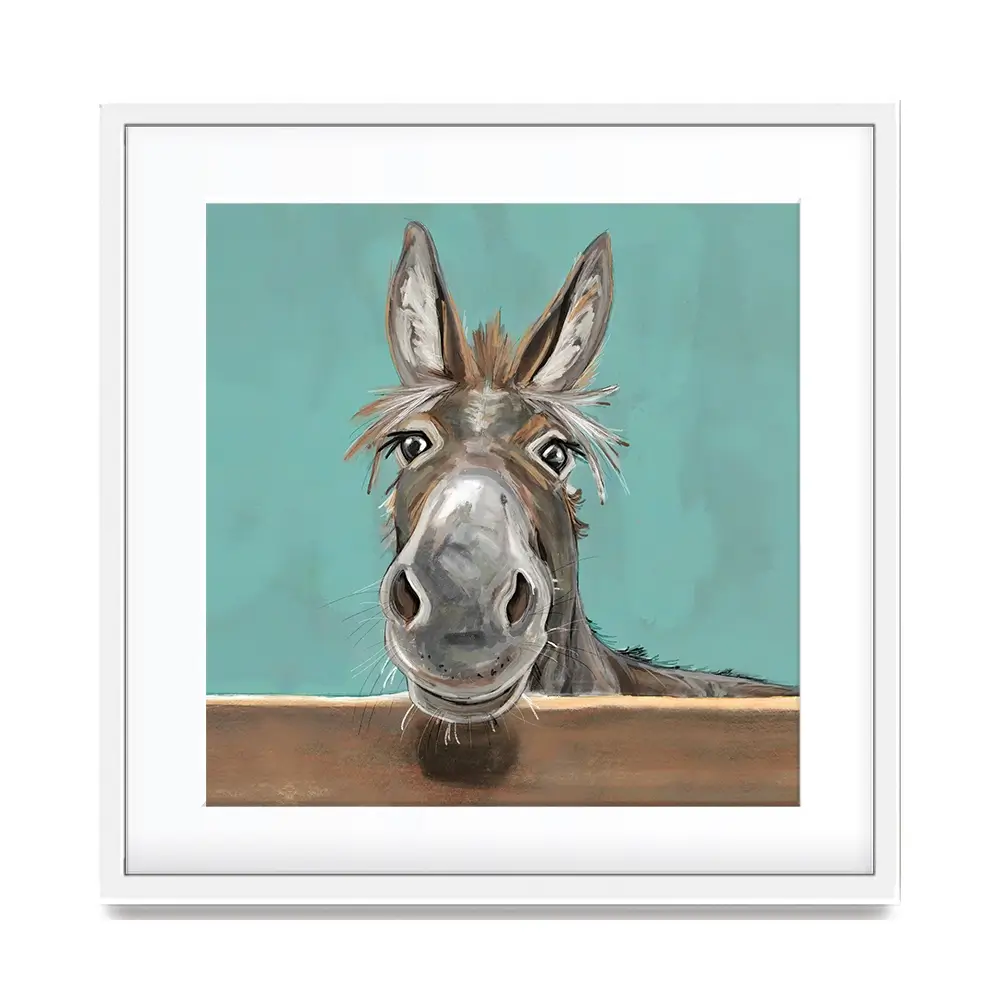 Happy Donkey Square Framed Art Print Happy Donkey Square Framed Art Print wall art product Independent